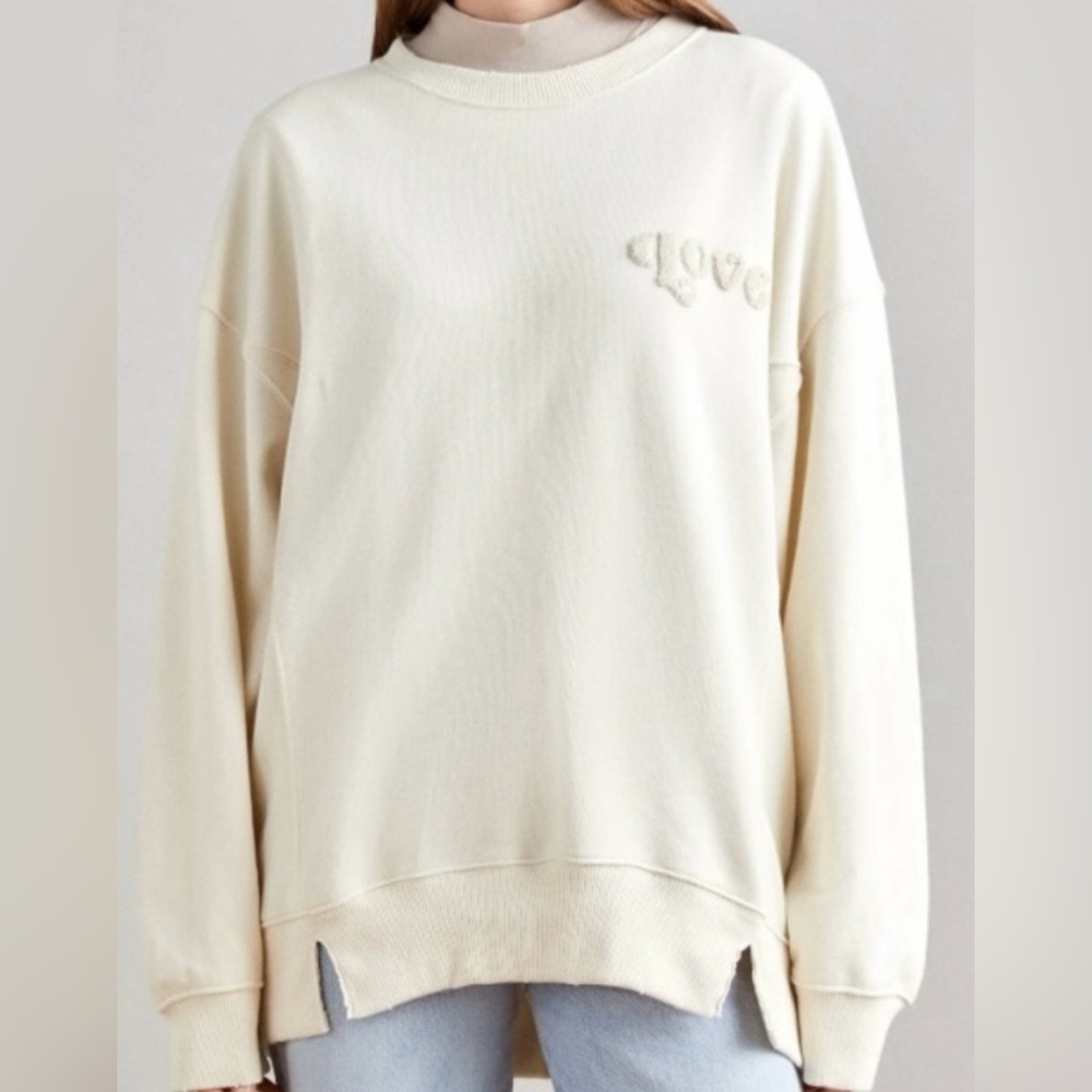 Aerie The Chill Sweatshirt Cream Colored Love Sweatshirt